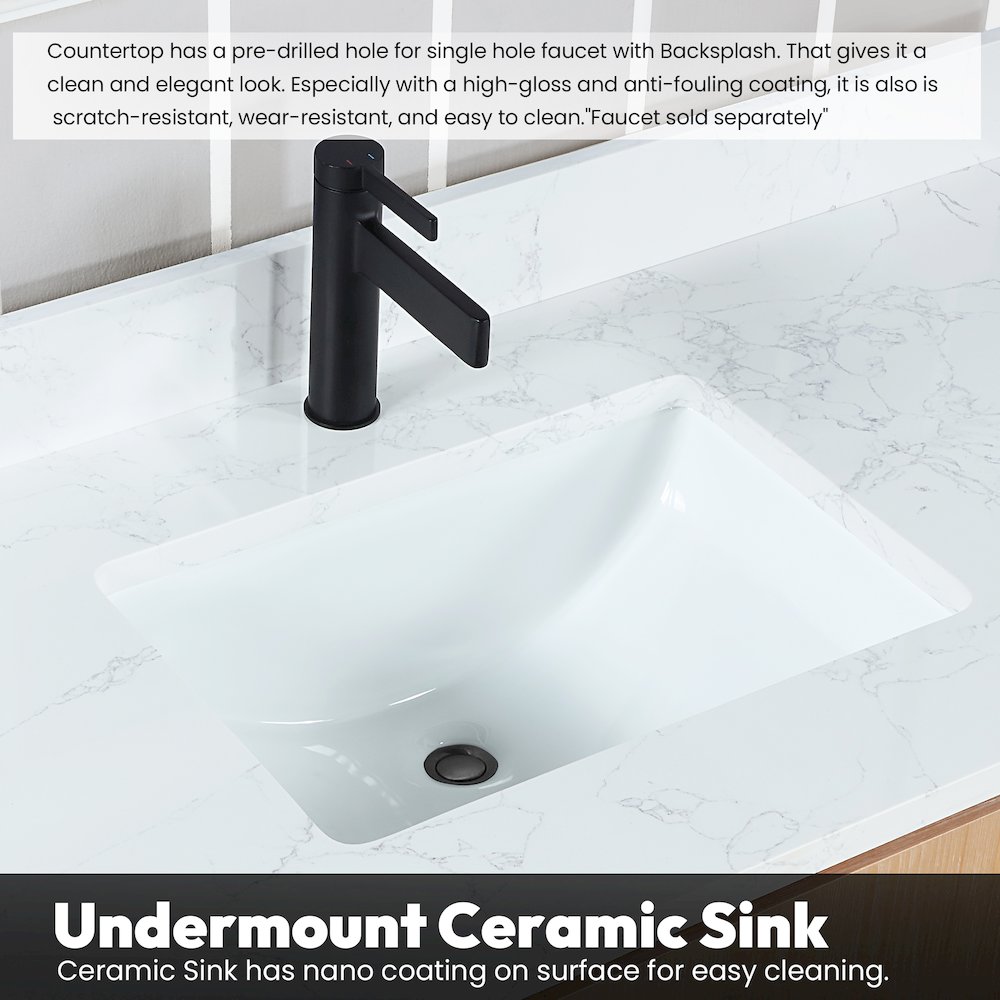 San 60M" Free-standing Double Bath Vanity in Fir Wood Brown. Picture 7