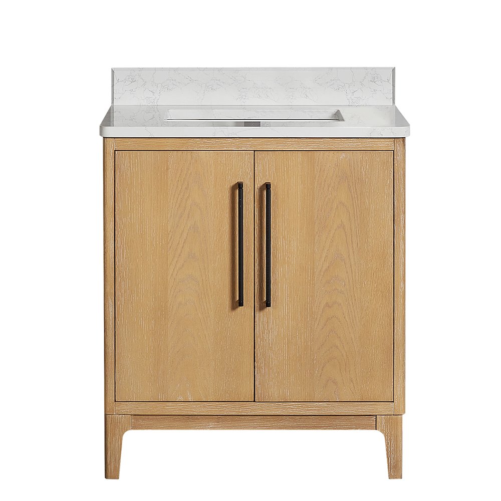 Gara 30" Free-standing Single Bath Vanity in Washed Ash Grey. Picture 1