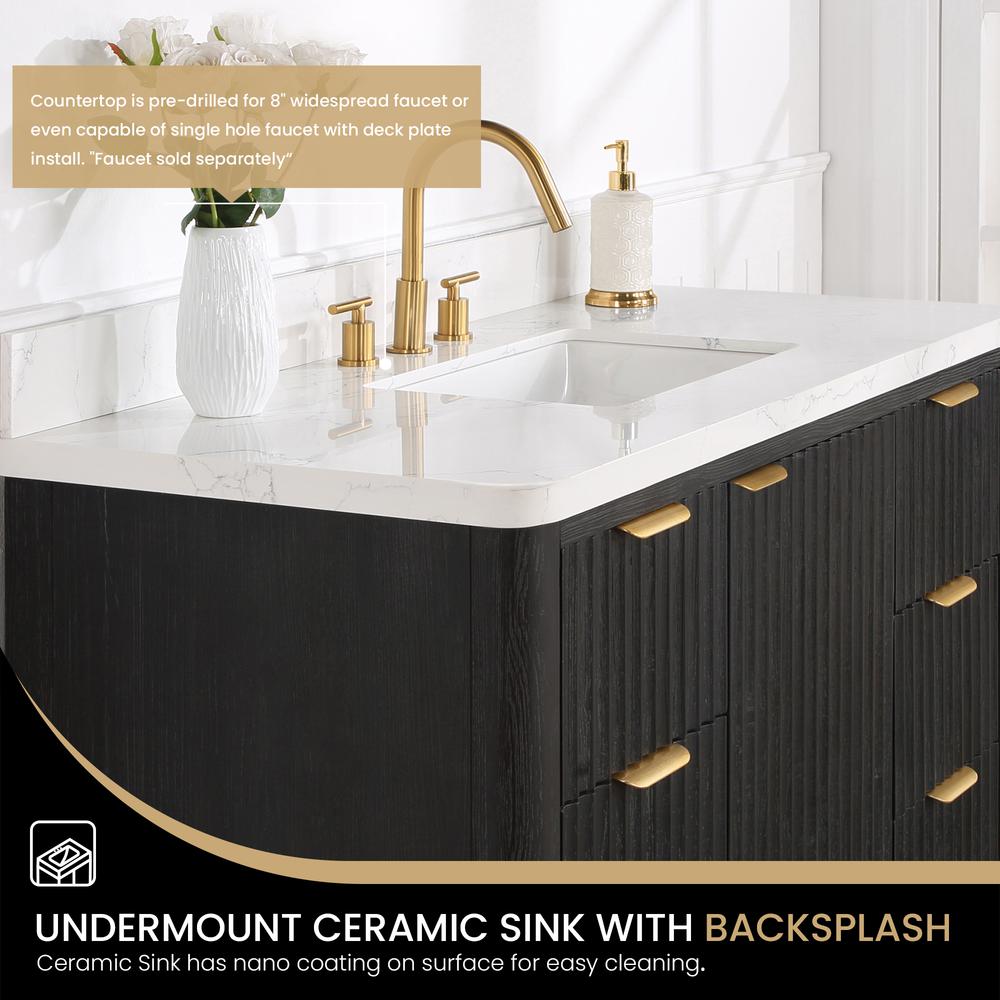 Free-standing Single Bathroom Vanity with Composite top in Lightning White. Picture 9