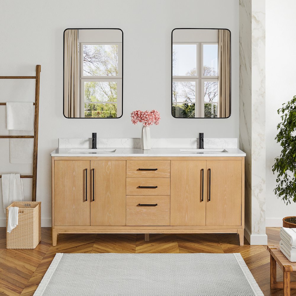 Gara 72" Free-standing Double Bath Vanity in Washed Ash Grey. Picture 4