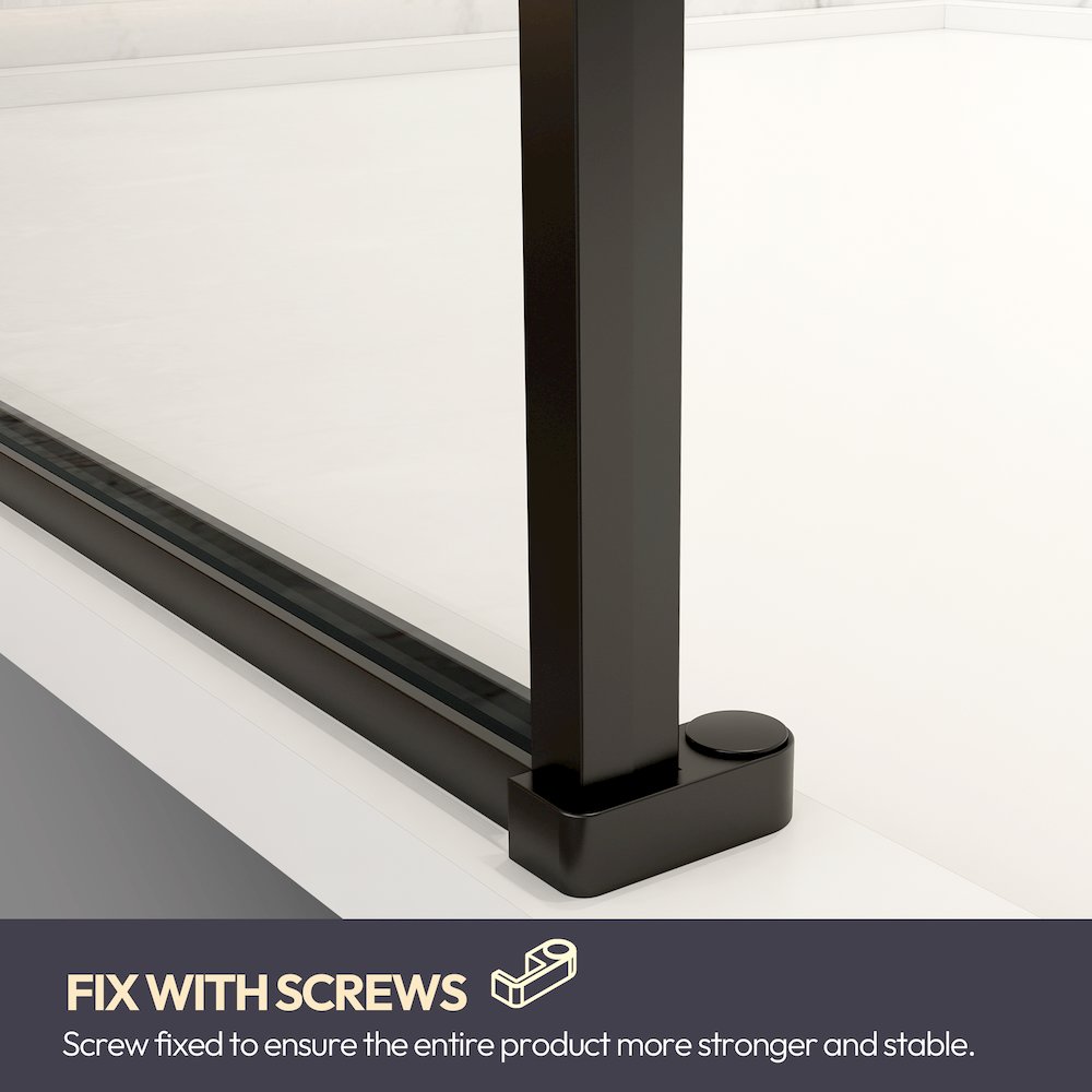 Aranaz 34" W x 78" H Fixed Single Panel Frameless Shower Door in Matte Black. Picture 8
