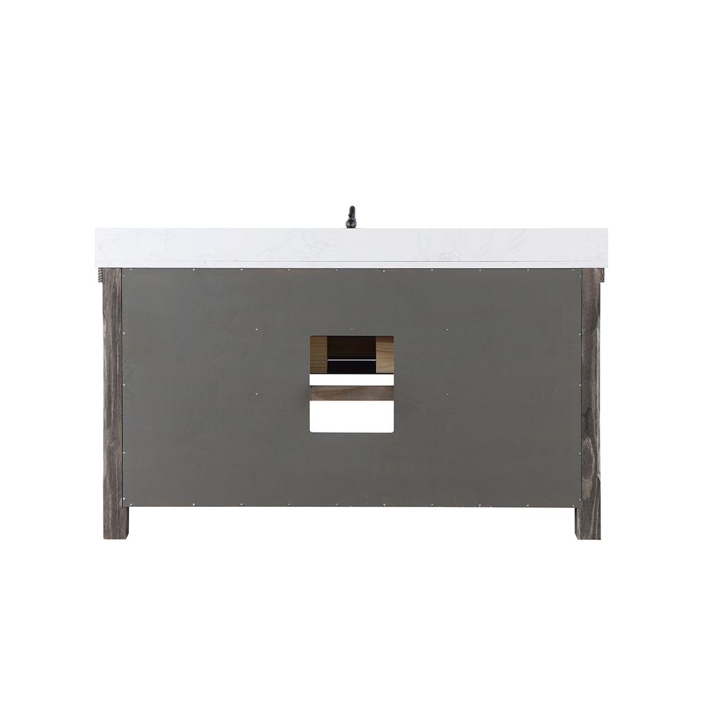 Single Bath Vanity with Composite Stone Top, White Farmhouse Basin. Picture 3