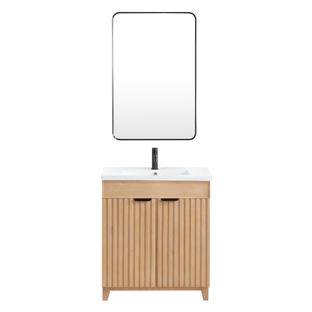 Palos 30" Free-standing Single Bath Vanity in Fir Wood Brown. Picture 1