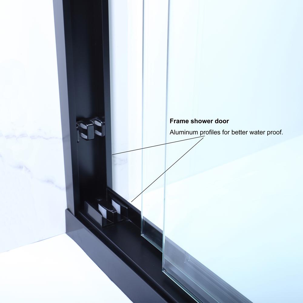 Brescia 60" W x 58" H Double Sliding Framed Tub Door in Matte Black. Picture 10