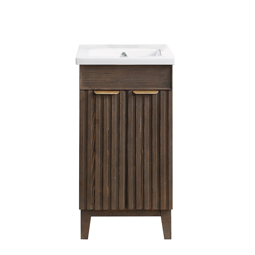 Palos 18" Free-standing Single Bath Vanity in Spruce Aged Brown. Picture 2