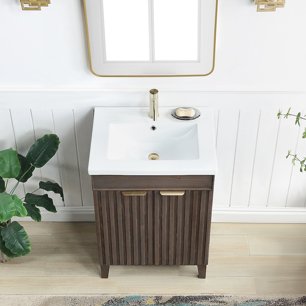 Palos 24" Free-standing Single Bath Vanity in Spruce Aged Brown. Picture 7