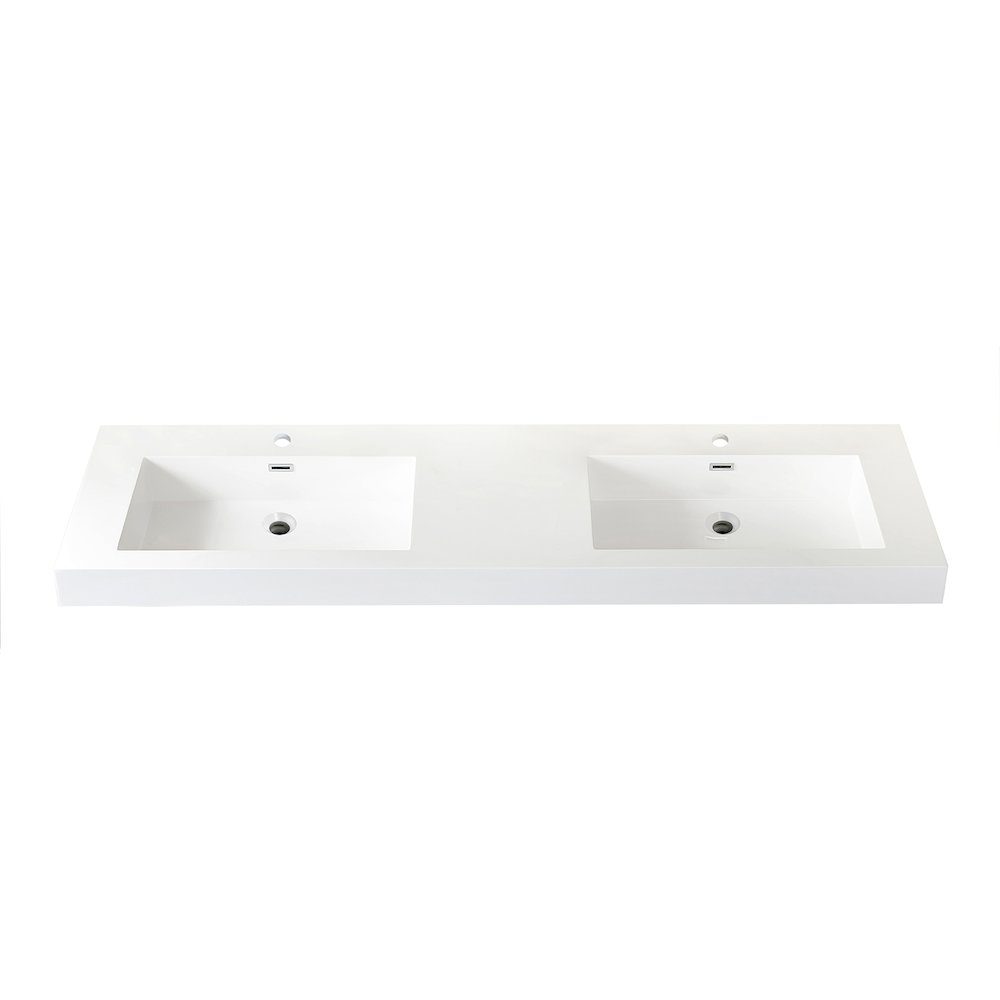 Rectangular White Finish Composite Granite Stone Console Bathroom Vanity Sink. Picture 1