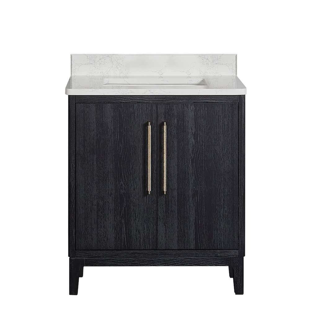 Gara 30" Free-standing Single Bath Vanity in Fir Wood Black. Picture 2