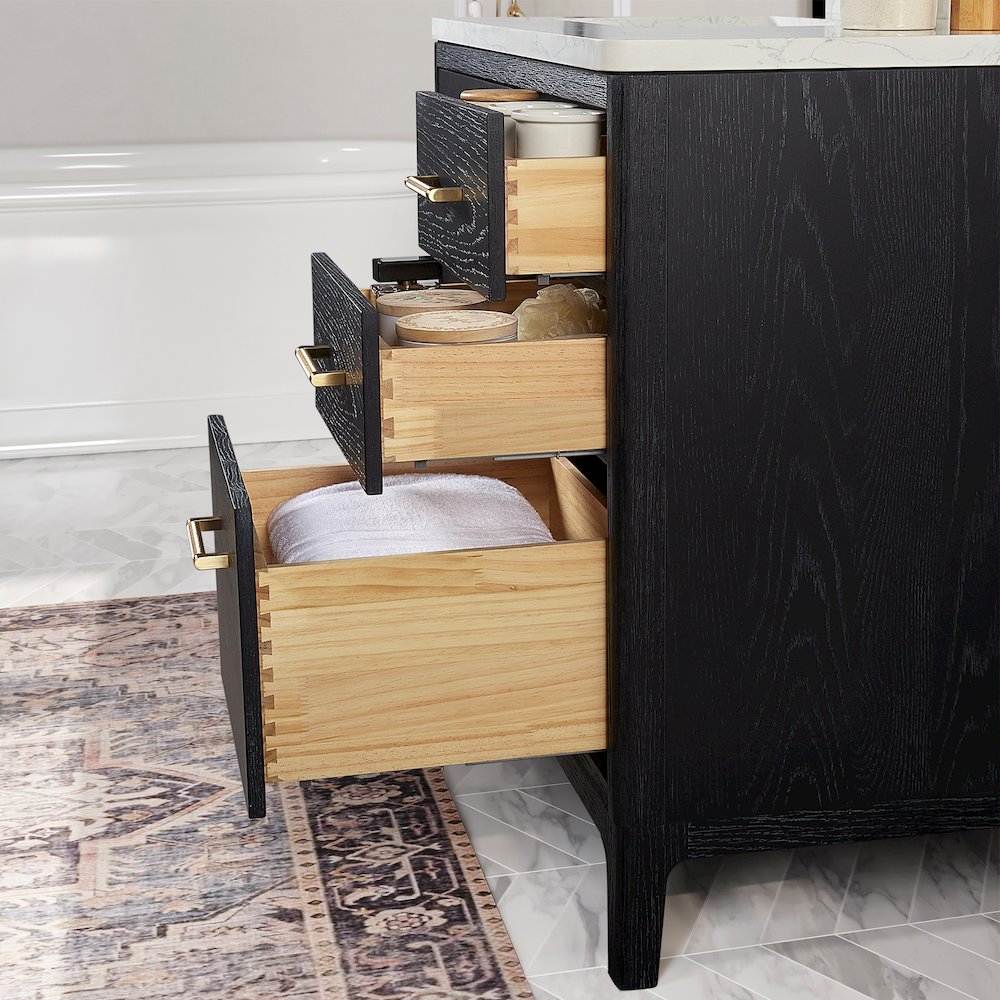 Gara 36" Free-standing Single Bath Vanity in Fir Wood Black. Picture 13