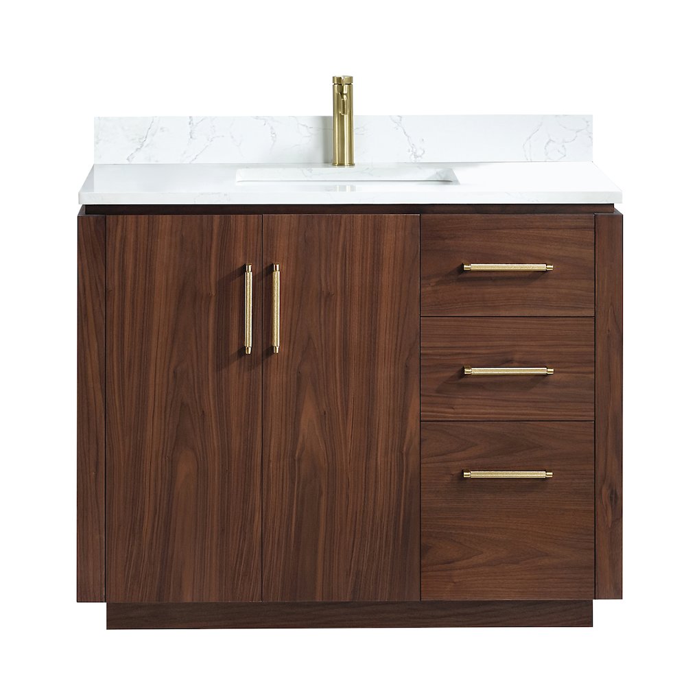 San 42" Free-standing Single Bath Vanity in Natural Walnut. Picture 1
