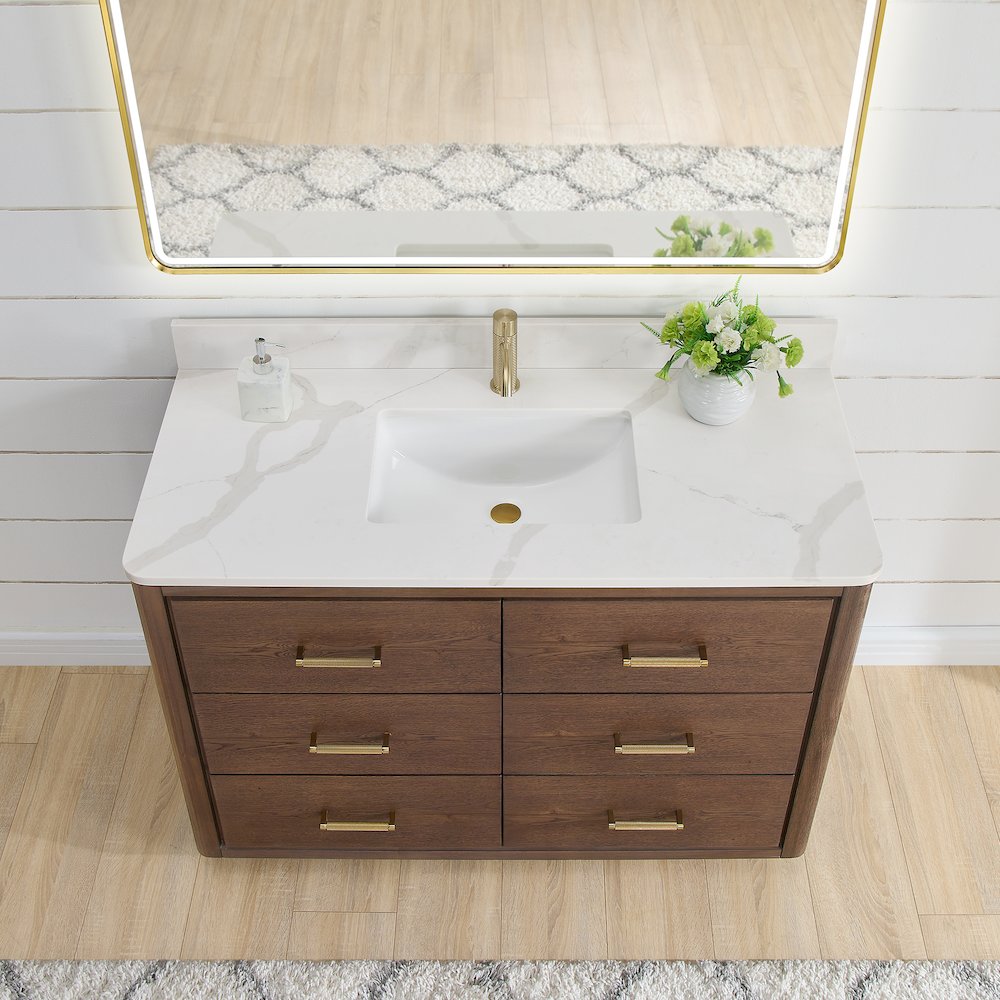 Porto 48" Free-standing Single Bath Vanity in Aged Dark Brown Oak. Picture 3
