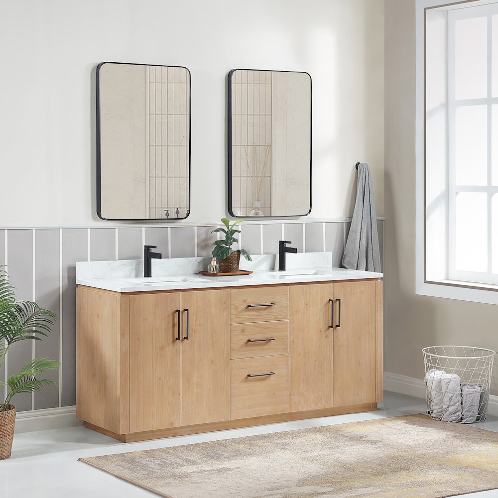 San 72" Free-standing Double Bath Vanity in Fir Wood Brown. Picture 4