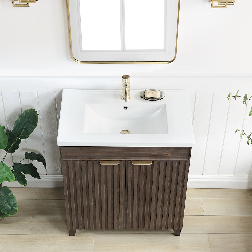 Palos 30" Free-standing Single Bath Vanity in Spruce Aged Brown. Picture 5