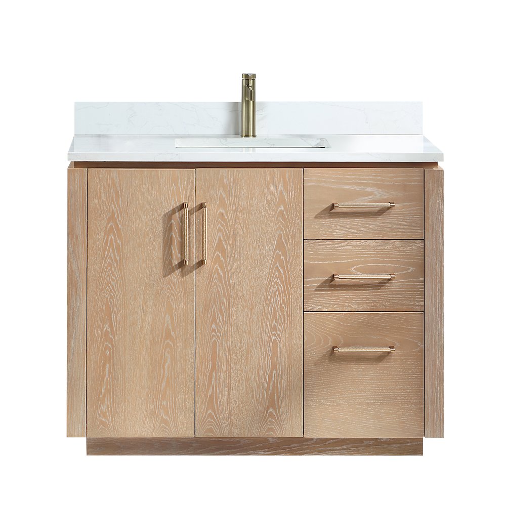San 42" Free-standing Single Bath Vanity in Washed Ash Grey. Picture 1