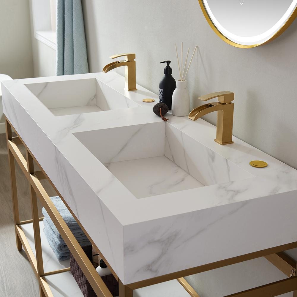 Vanity with stainless steel bracket match with stone Countertop With Mirror. Picture 6