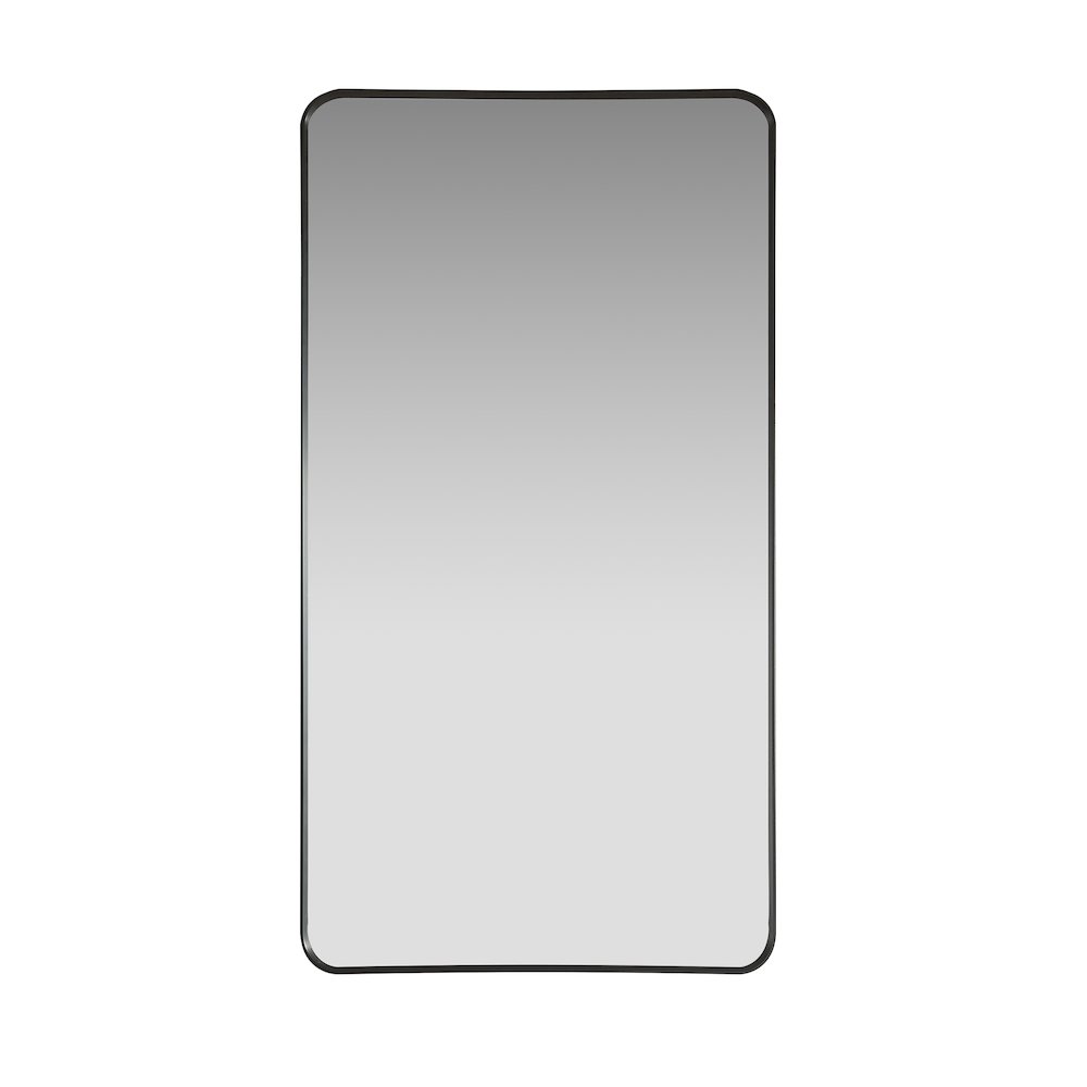 Rectangle Aluminum Framed Wall Mount Bathroom Vanity Mirror in Brushed Black. Picture 1