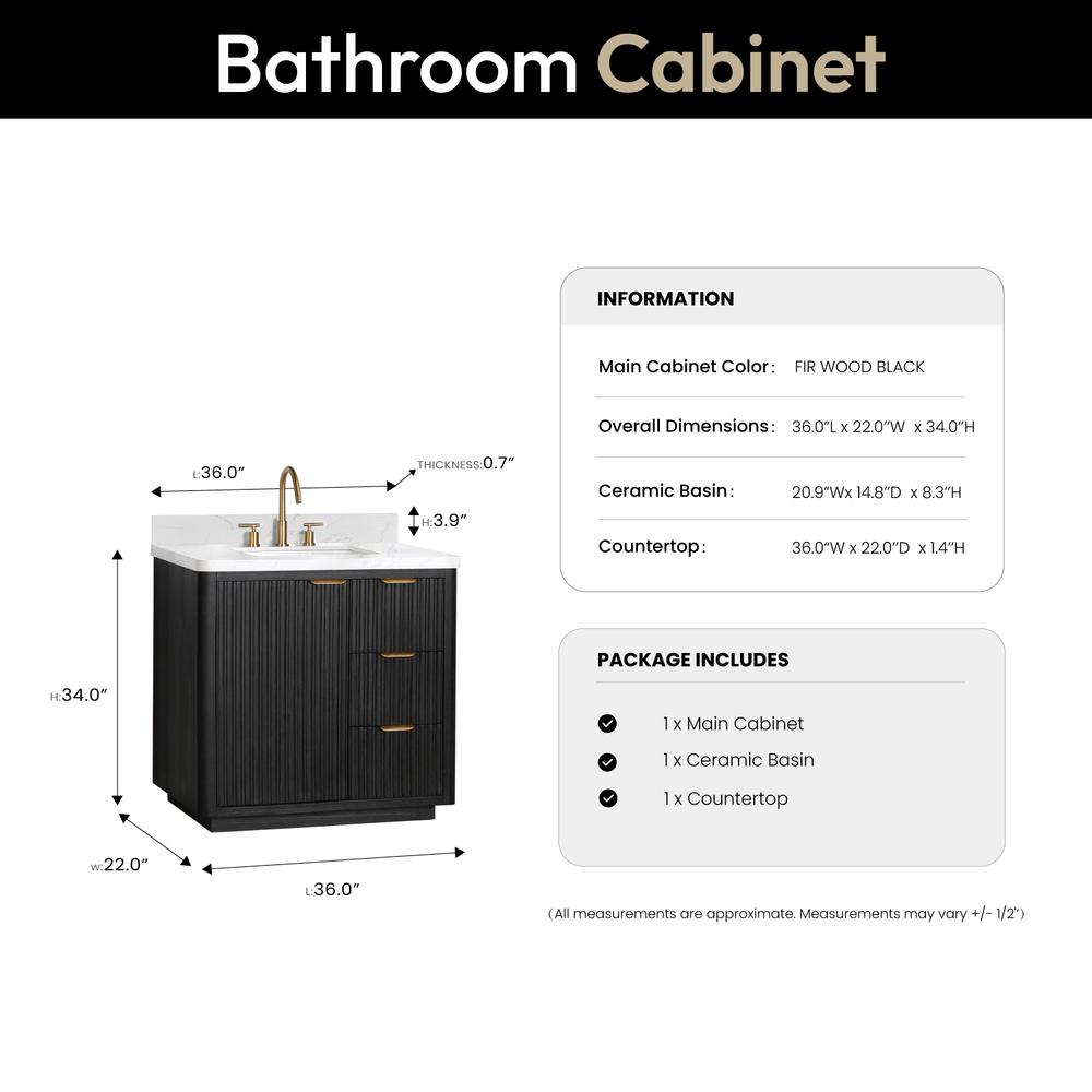 Free-standing Single Bathroom Vanity with Composite top in Lightning White. Picture 17