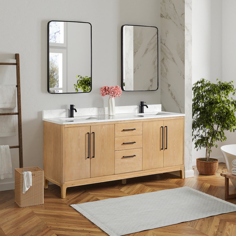Gara 72" Free-standing Double Bath Vanity in Washed Ash Grey. Picture 5