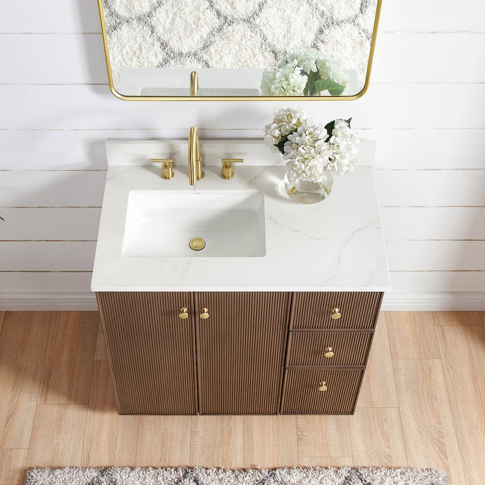 Oza 36" Free-standing Single Bath Vanity in Aged Dark Brown Oak. Picture 4