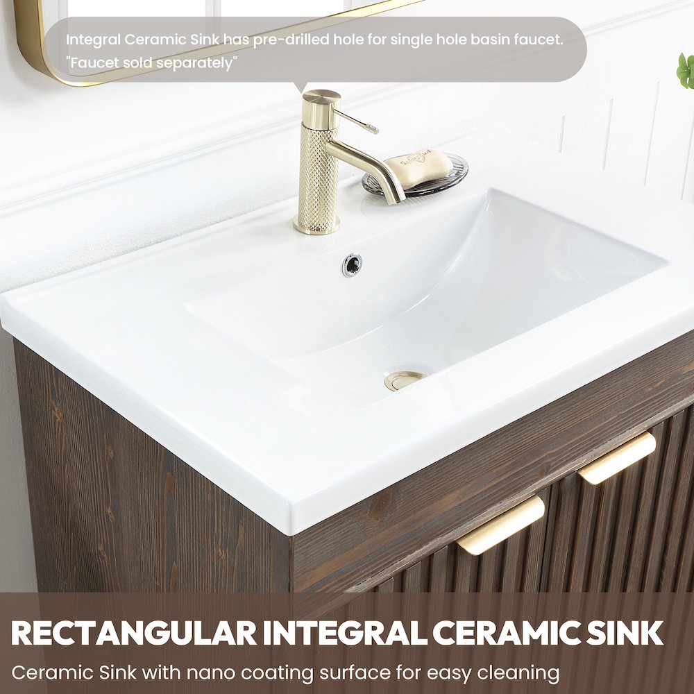 Palos 30" Free-standing Single Bath Vanity in Spruce Aged Brown. Picture 7