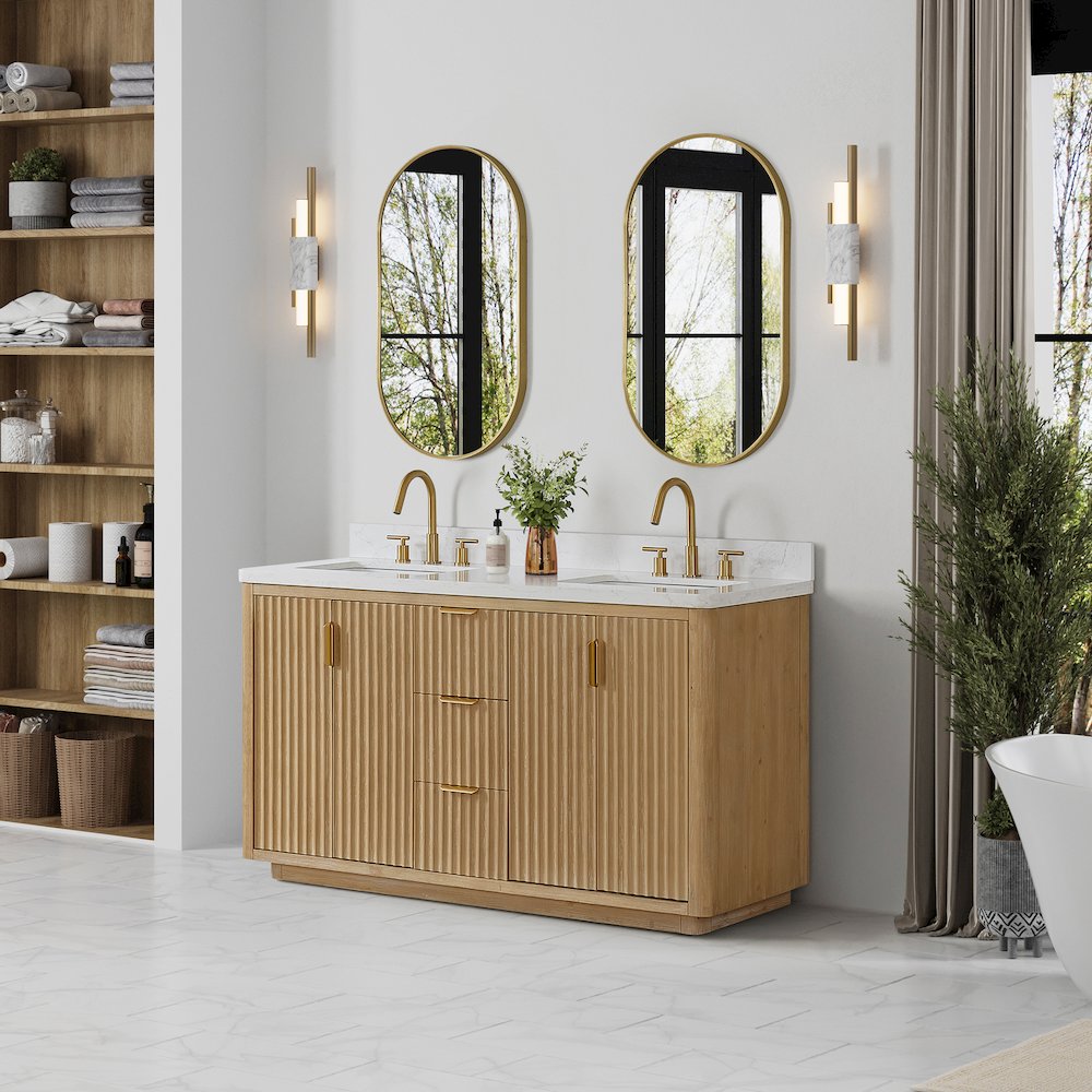 Cádiz 60in. Free-standing Double Bathroom Vanity in Washed Ash Grey. Picture 4
