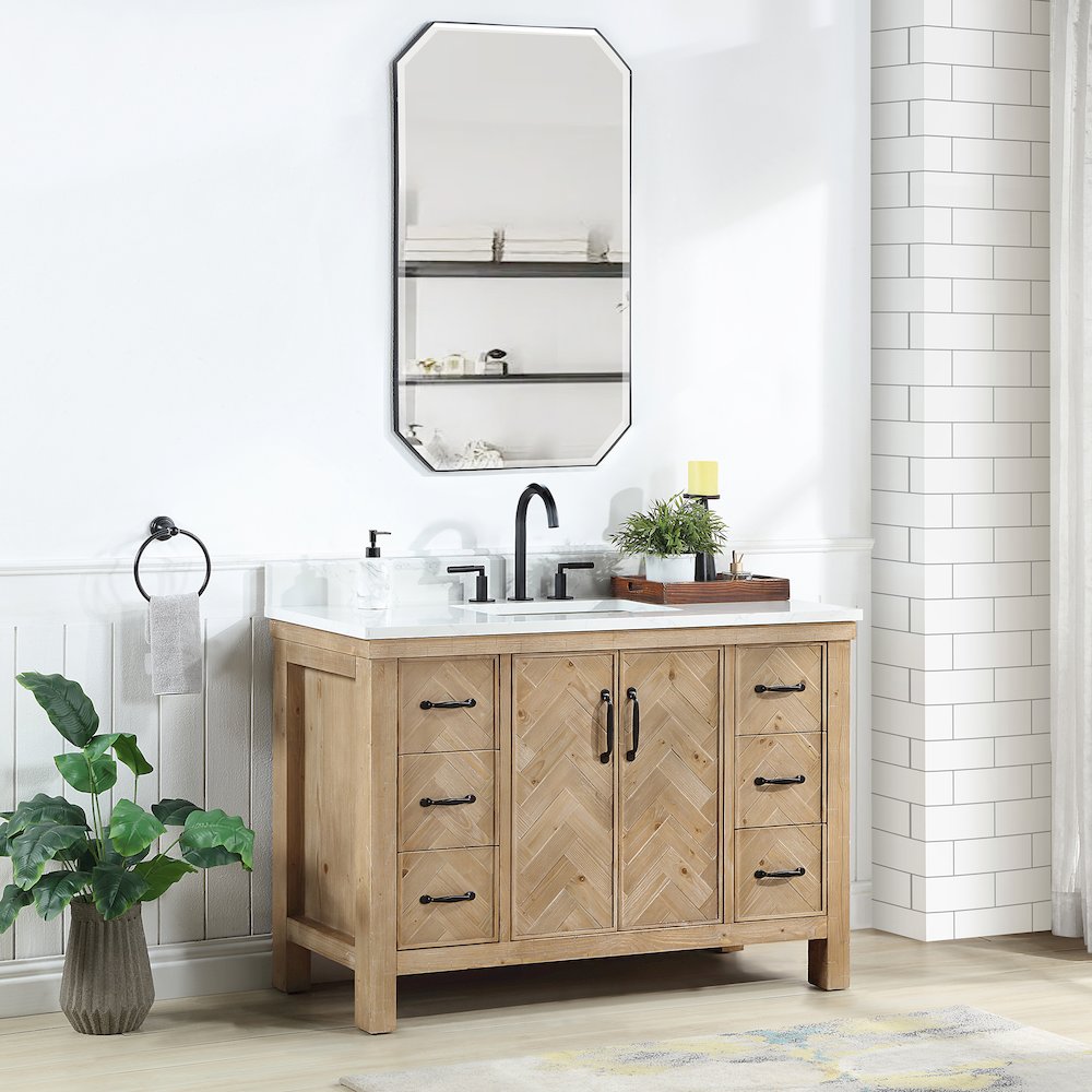 Javier 48" Free-standing Single Bath Vanity in Spruce Antique Brown. Picture 4
