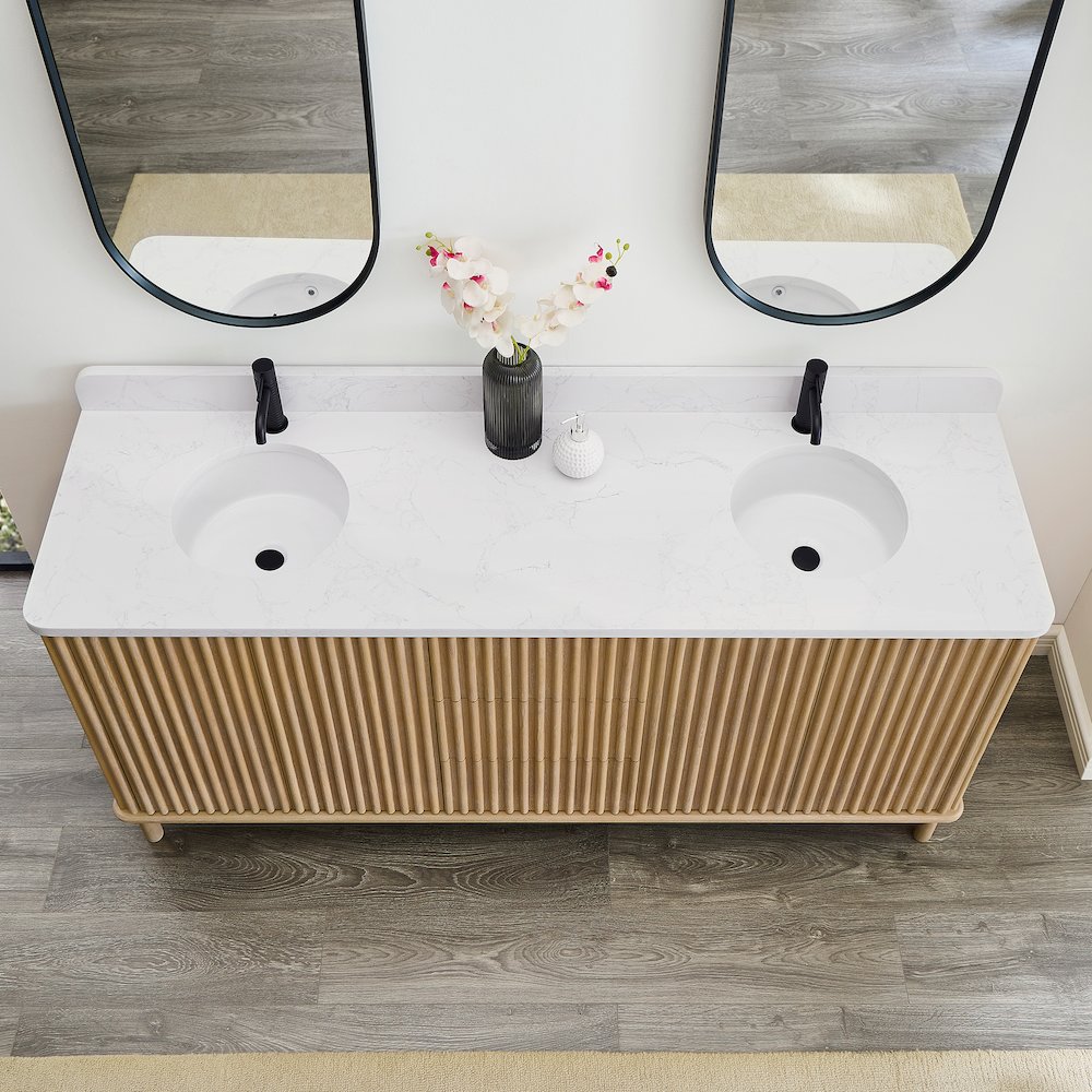 Seoul 72" Free-standing Double Bath Vanity in Washed Ash Grey. Picture 5