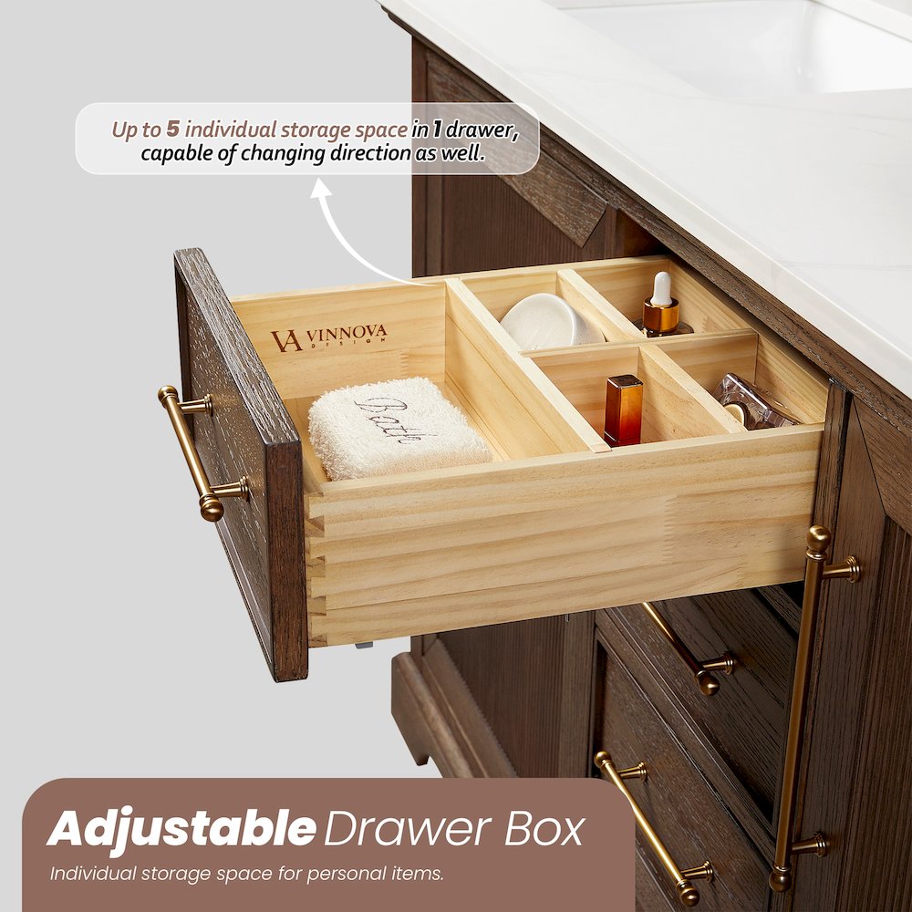 Tokyo 36" Freestanding Single Bath Vanity in Aged Dark Brown Oak. Picture 9