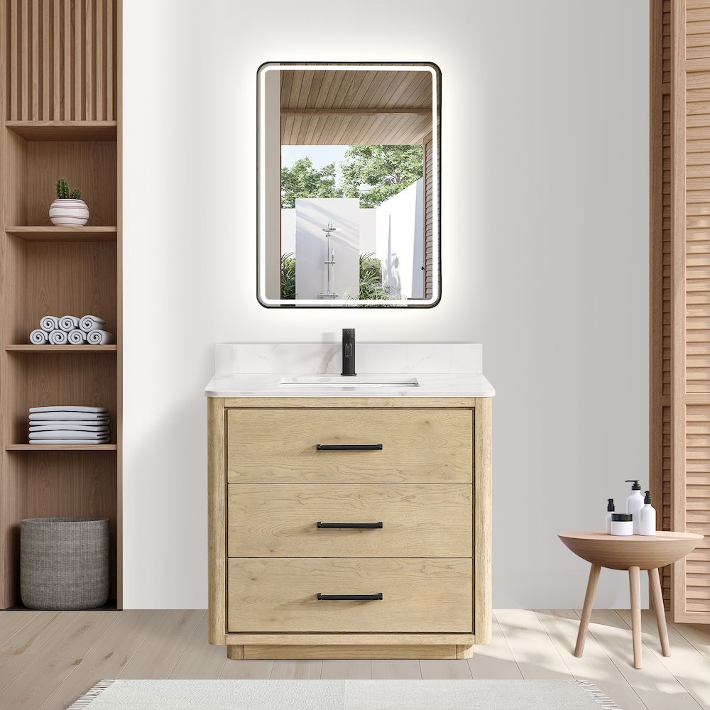 Porto 36" Free-standing Single Bath Vanity in Aged Natural Oak. Picture 6
