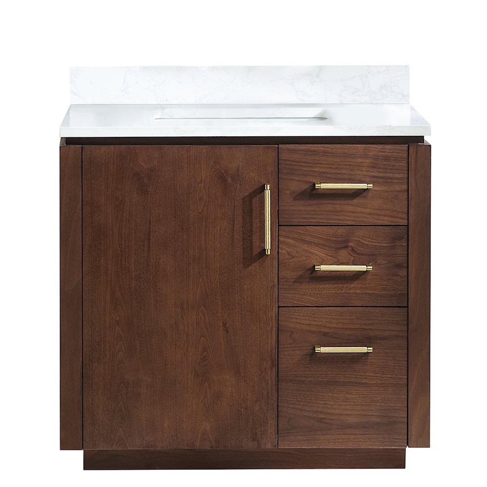 San 36" Free-standing Single Bath Vanity in Natural Walnut. Picture 2