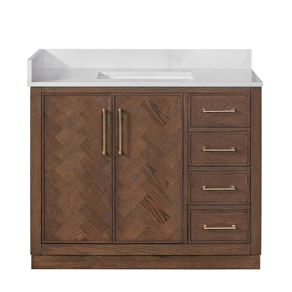 Jakarta 42" Freestanding Single Bath Vanity in Aged Dark Brown Oak. Picture 2