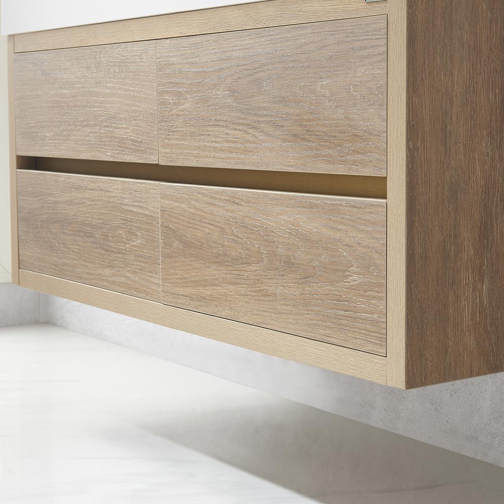 Single Sink Wall-Mount Bath Vanity with Composite Integral Square Sink Top. Picture 10