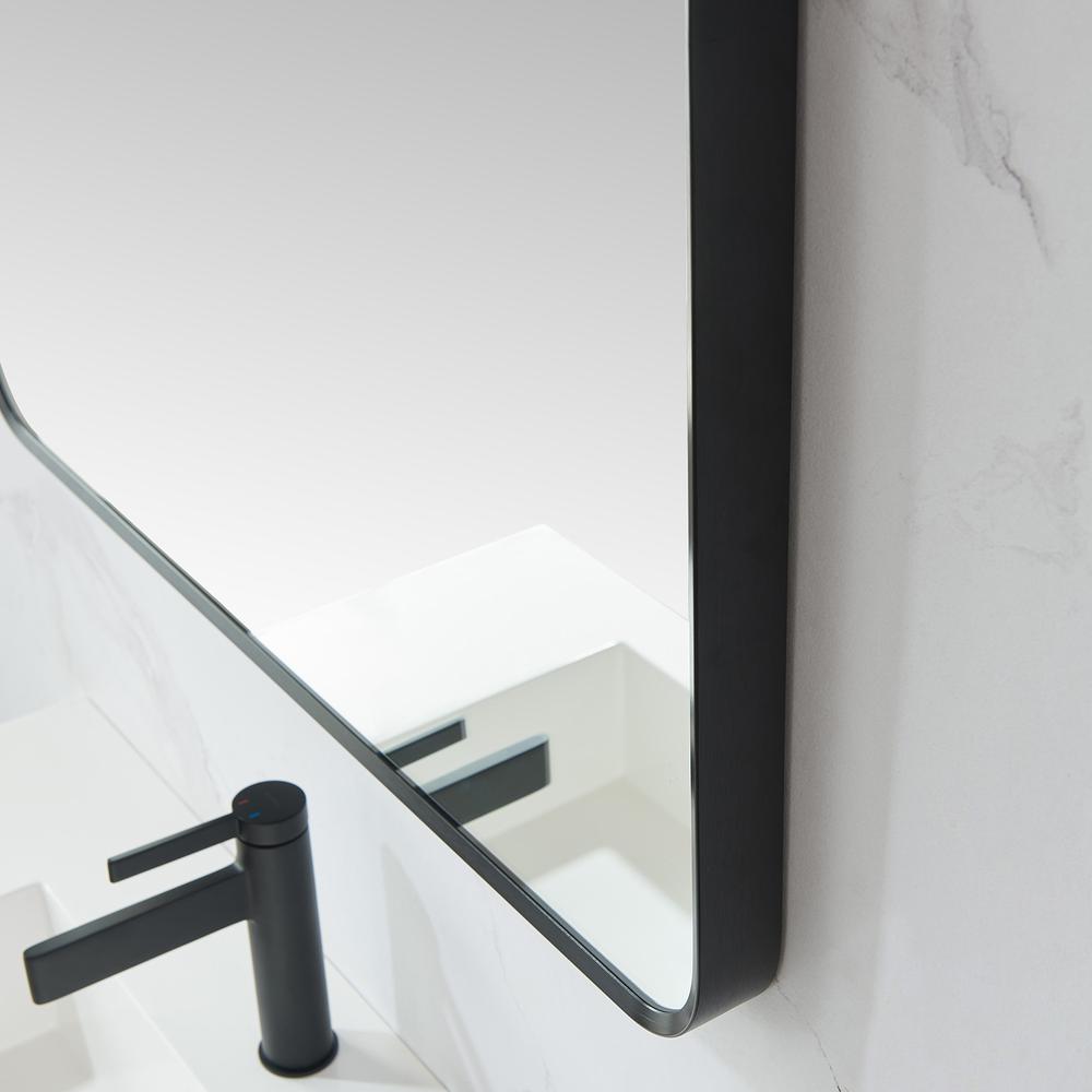 Mutriku 32 in. W x 36 in. H Rectangle Metal Wall Mirror in Brushed Black. Picture 6