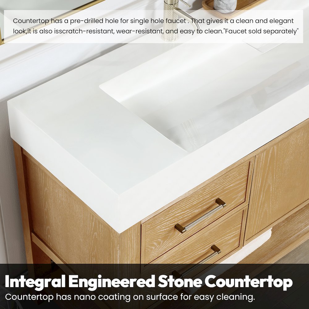 Vera 48" Free-standing Single Bath Vanity in Washed Ash Grey. Picture 9
