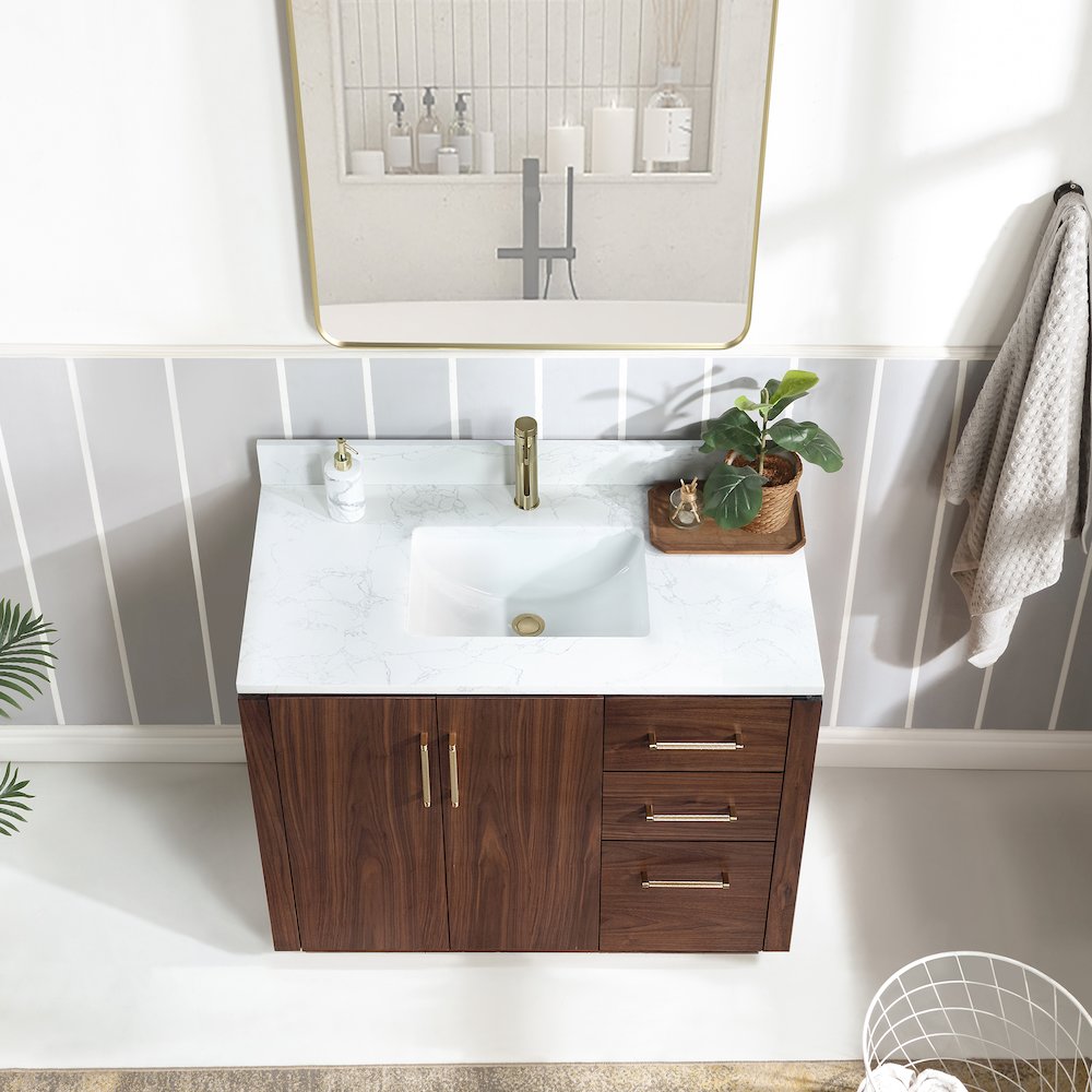 San 42" Free-standing Single Bath Vanity in Natural Walnut. Picture 5