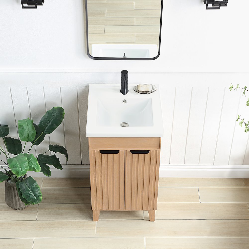 Palos 18" Free-standing Single Bath Vanity in Fir Wood Brown. Picture 6