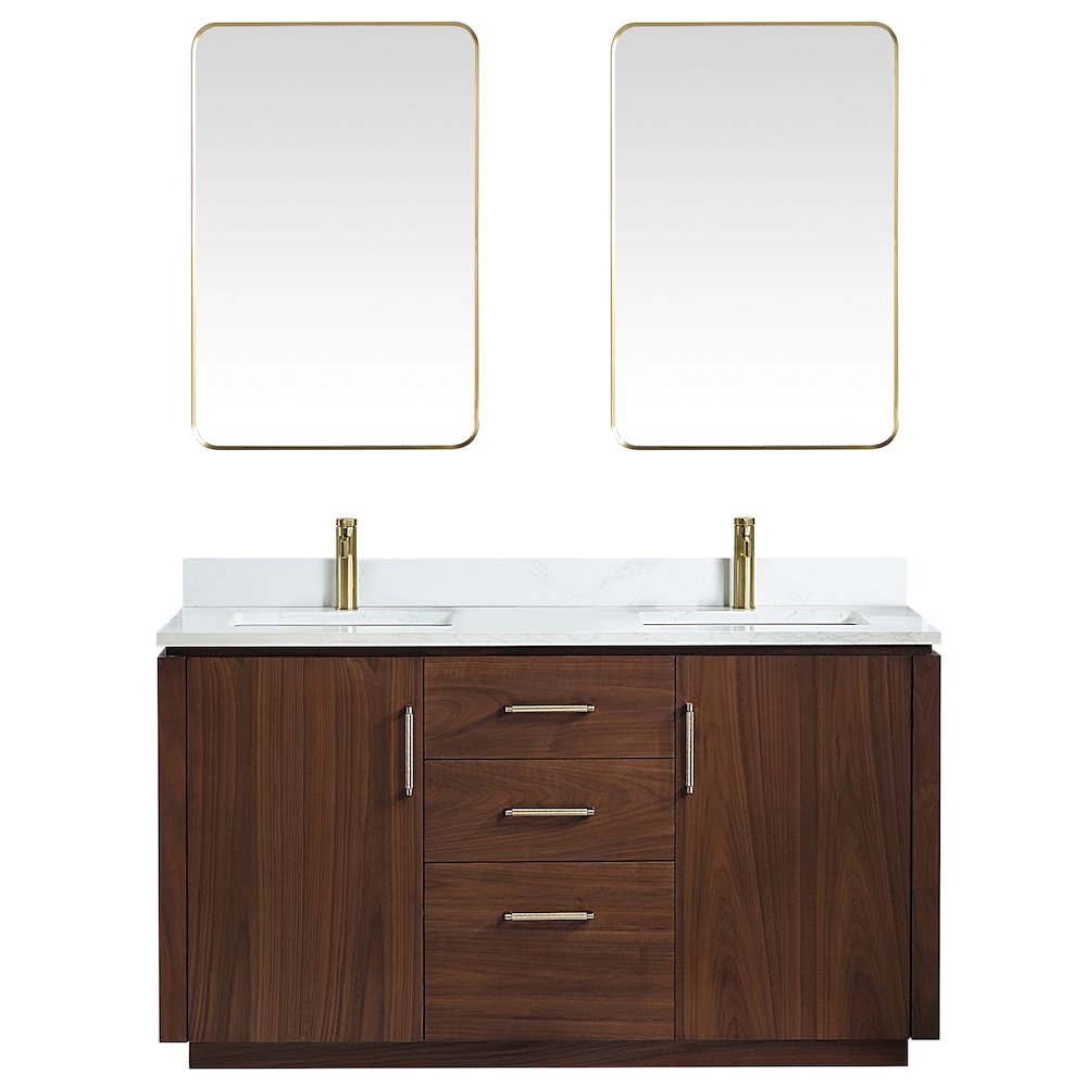 San 60M" Free-standing Double Bath Vanity in Natural Walnut. Picture 1