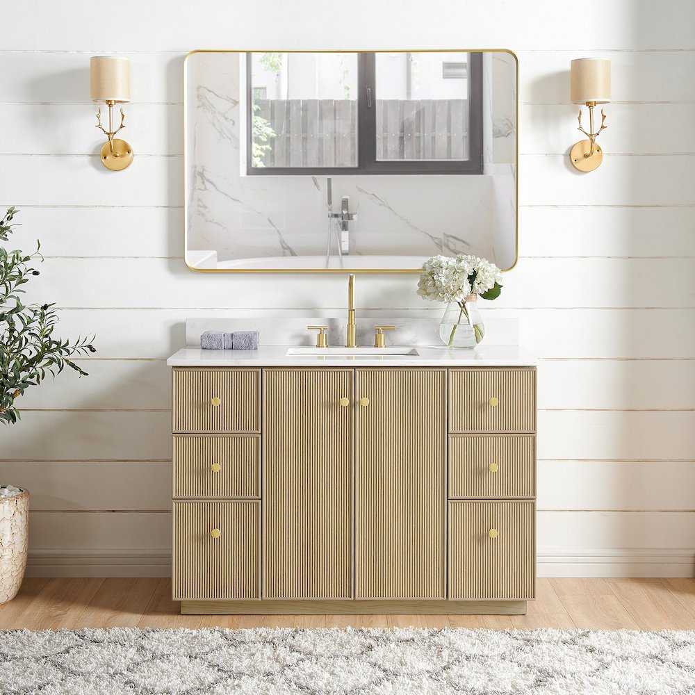 Oza 48" Free-standing Single Bath Vanity in Aged Natural Oak. Picture 3