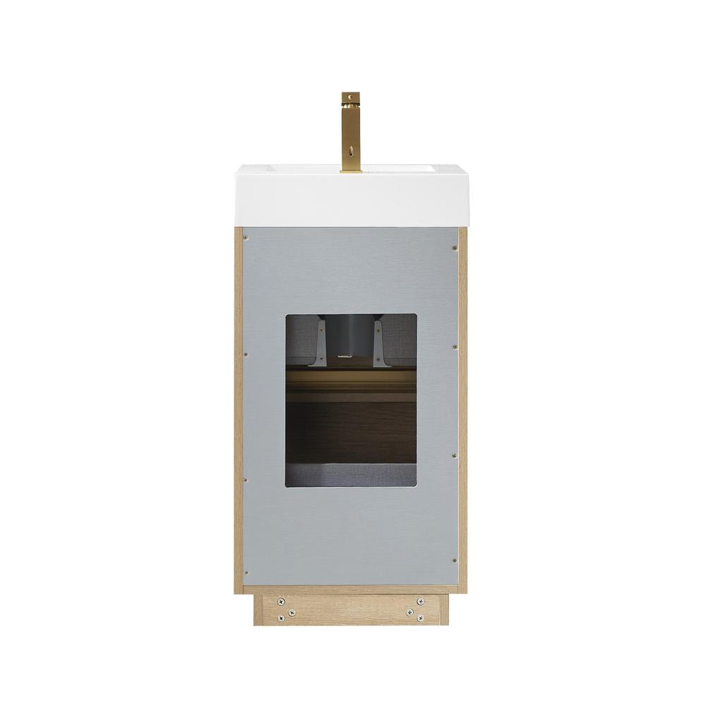 Single Sink Bath Vanity with White Composite Integral Square Sink Top. Picture 2
