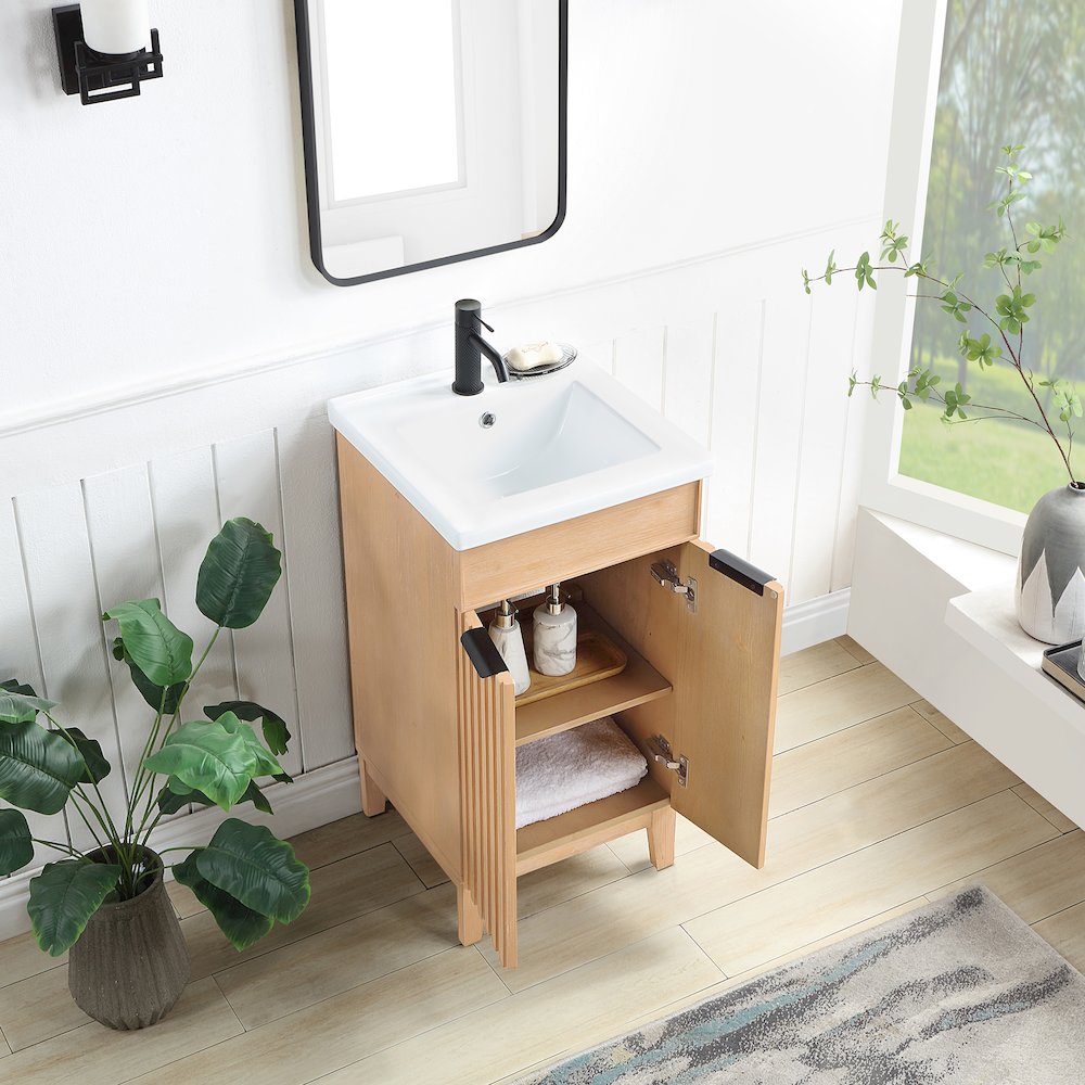 Palos 18" Free-standing Single Bath Vanity in Fir Wood Brown. Picture 7