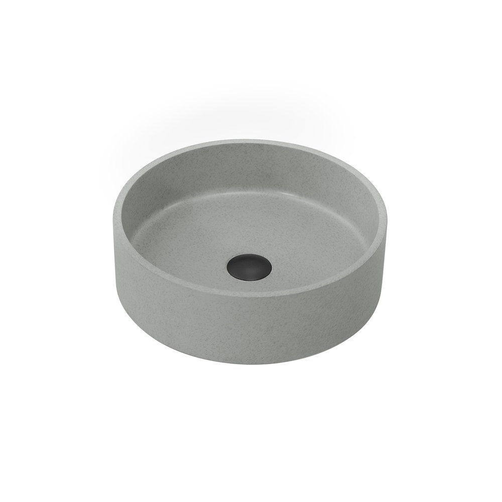 Vinnova Moguer Grey Concrete Circular Vessel Bathroom Sink. Picture 1
