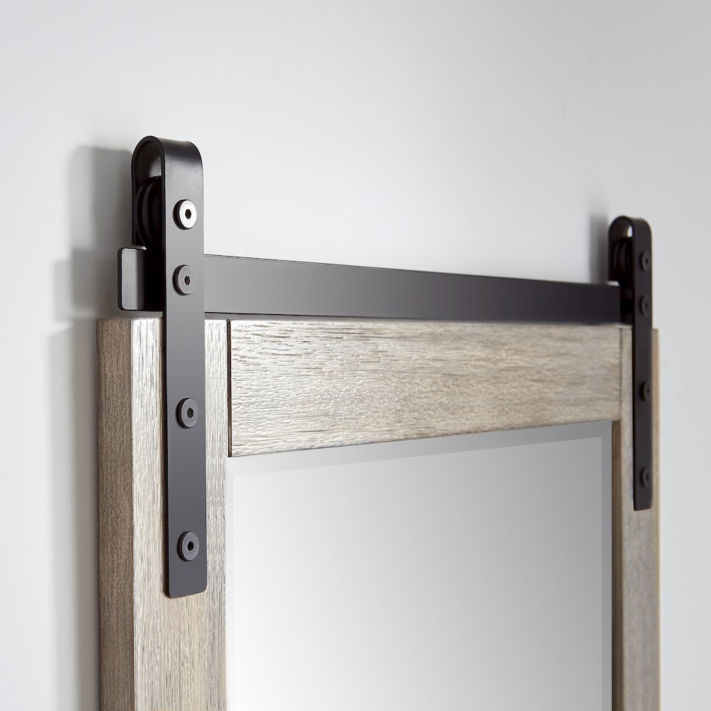 Cortes 24" Rectangular Bathroom Vanity Barndoor Wall Mount Mirror in Grey. Picture 4