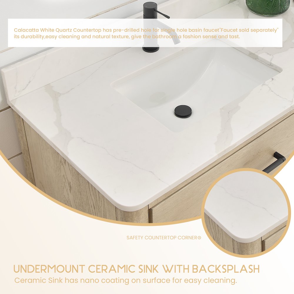 Porto 55" Free-standing Single Bath Vanity in Aged Natural Oak. Picture 6
