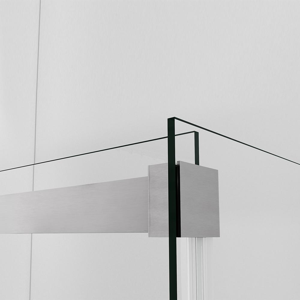 Rectangle Double Sliding Frameless Shower Enclosure in Brushed Nickel. Picture 5