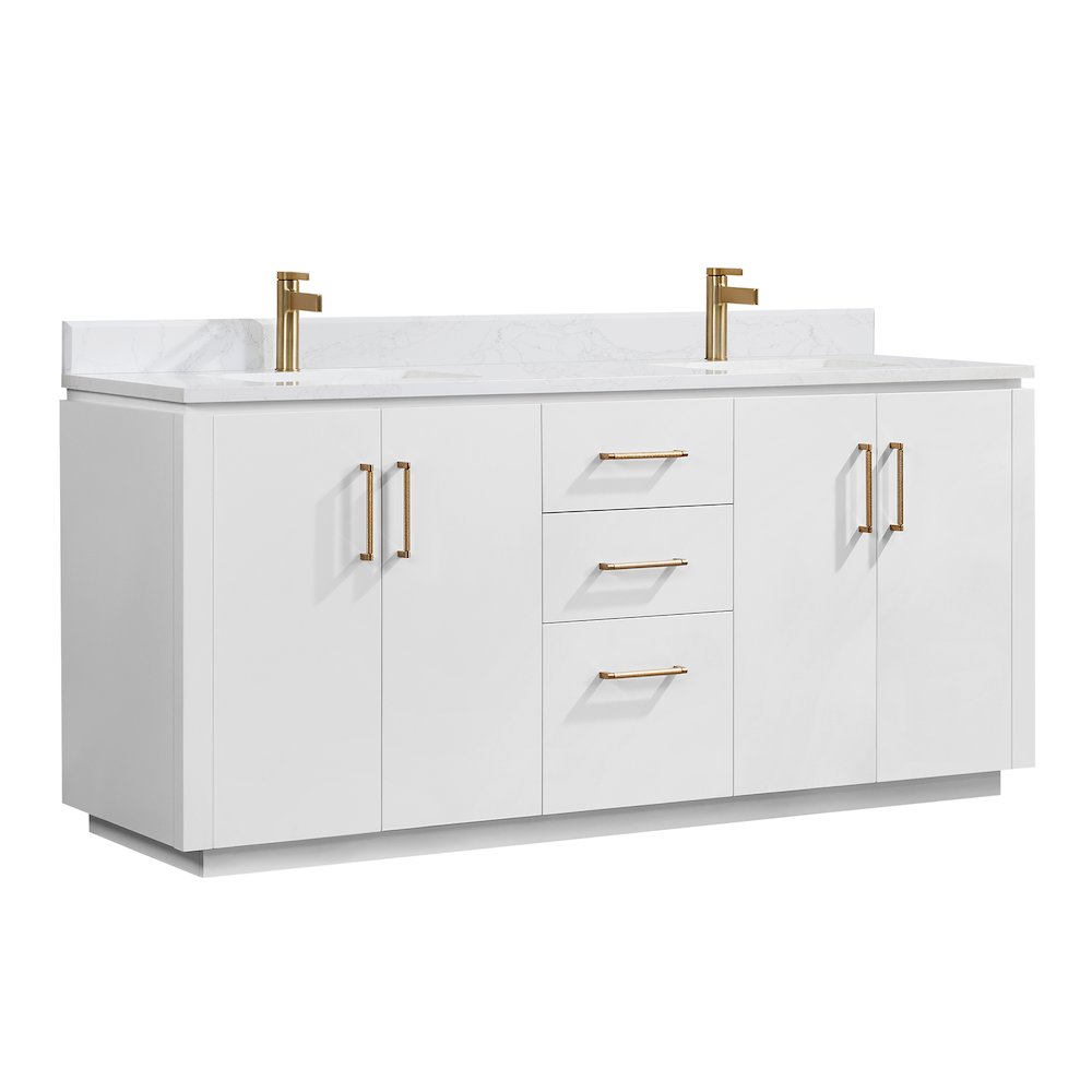 San 72" Free-standing Double Bath Vanity in White. Picture 1