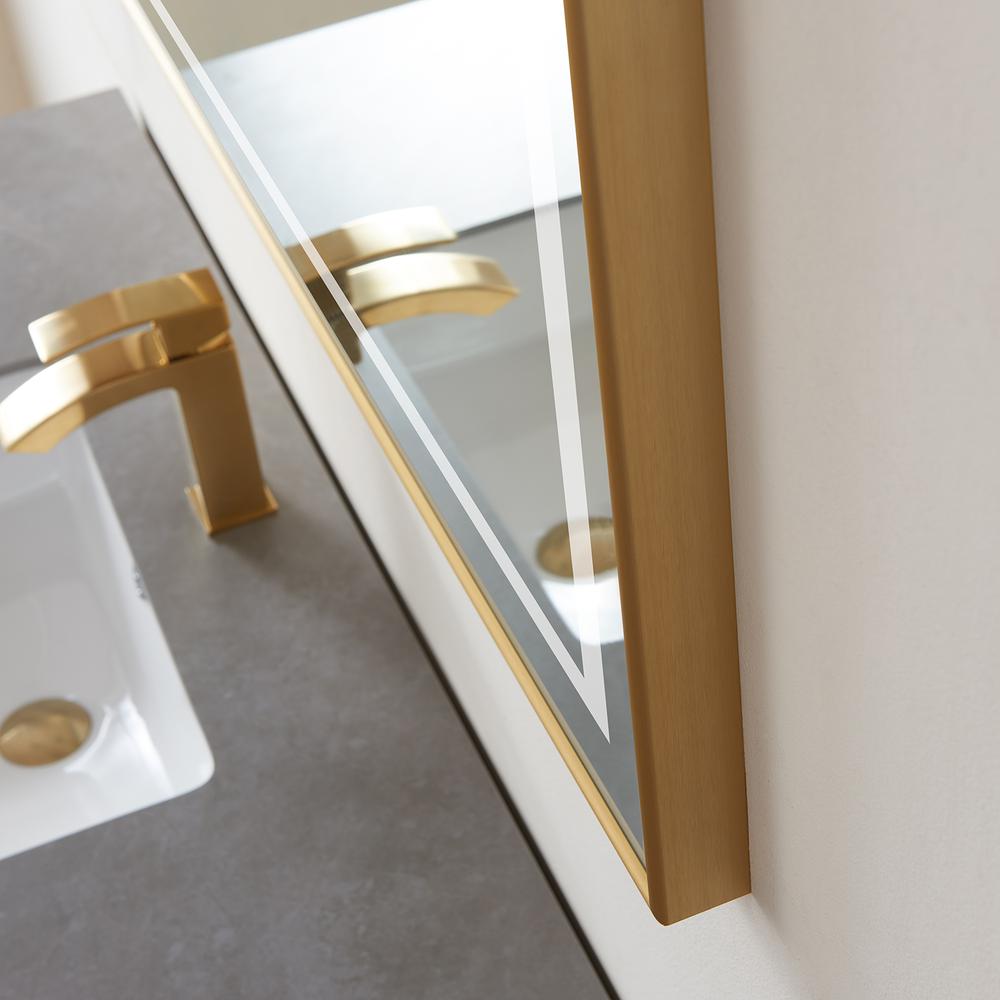 36" Rectangular Aluminum Framed LED Wall Mount Bathroom Vanity Mirror in Gold. Picture 6
