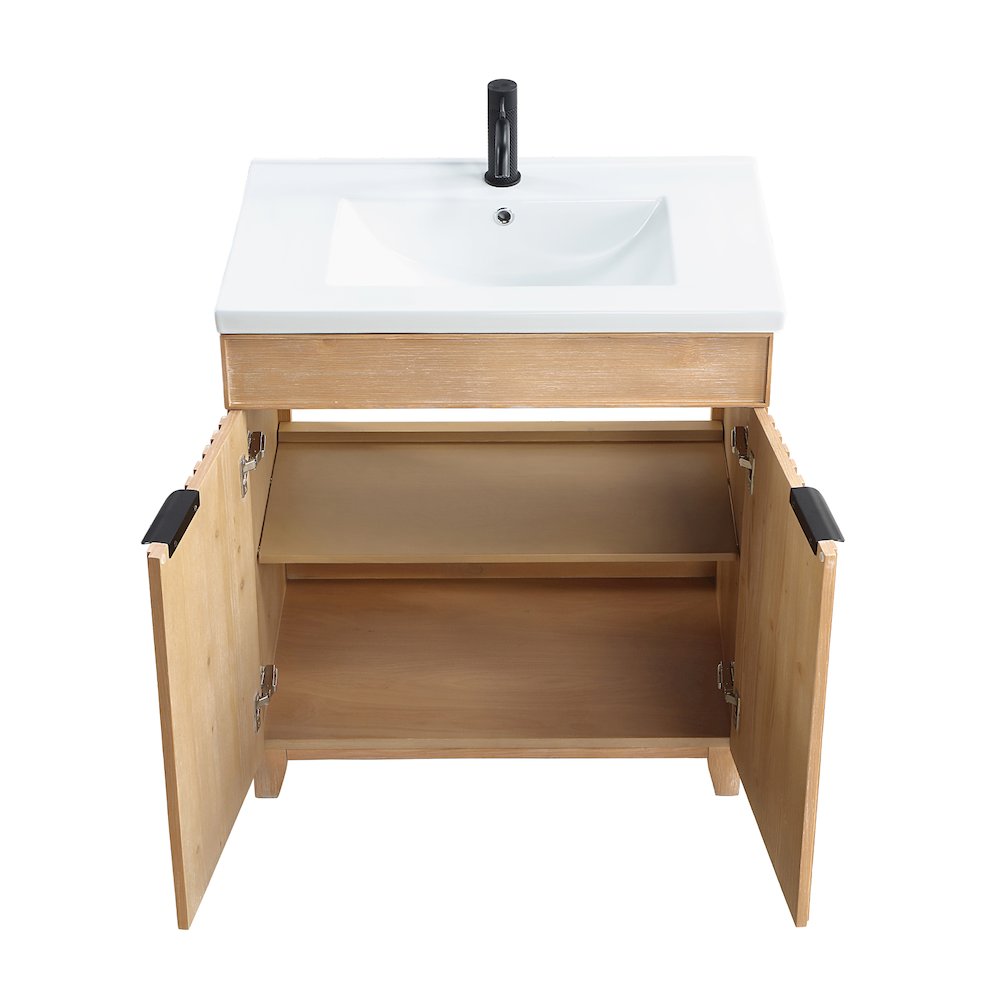 Palos 30" Free-standing Single Bath Vanity in Fir Wood Brown. Picture 12