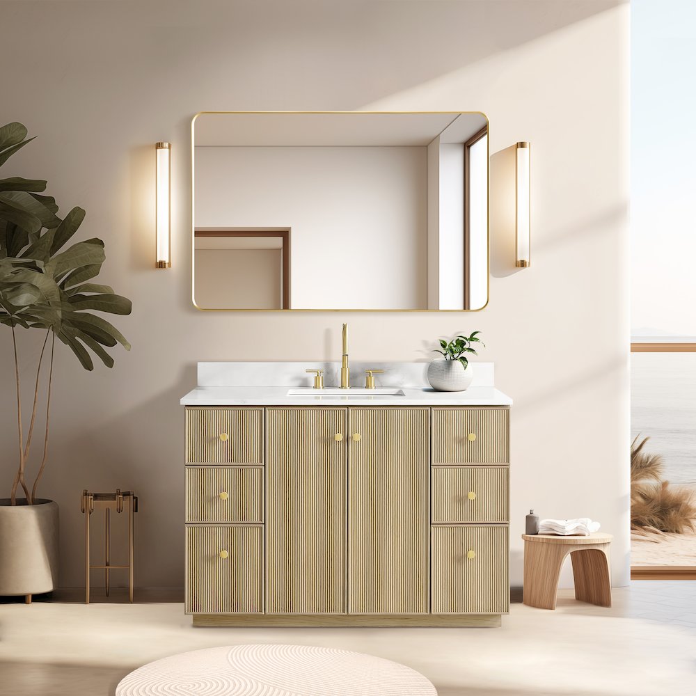 Oza 48" Free-standing Single Bath Vanity in Aged Natural Oak. Picture 4