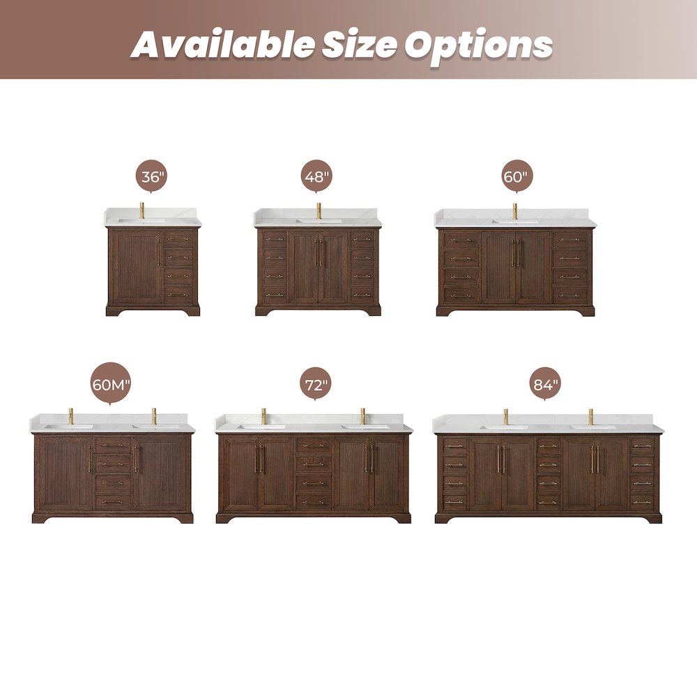Tokyo 36" Freestanding Single Bath Vanity in Aged Dark Brown Oak. Picture 20