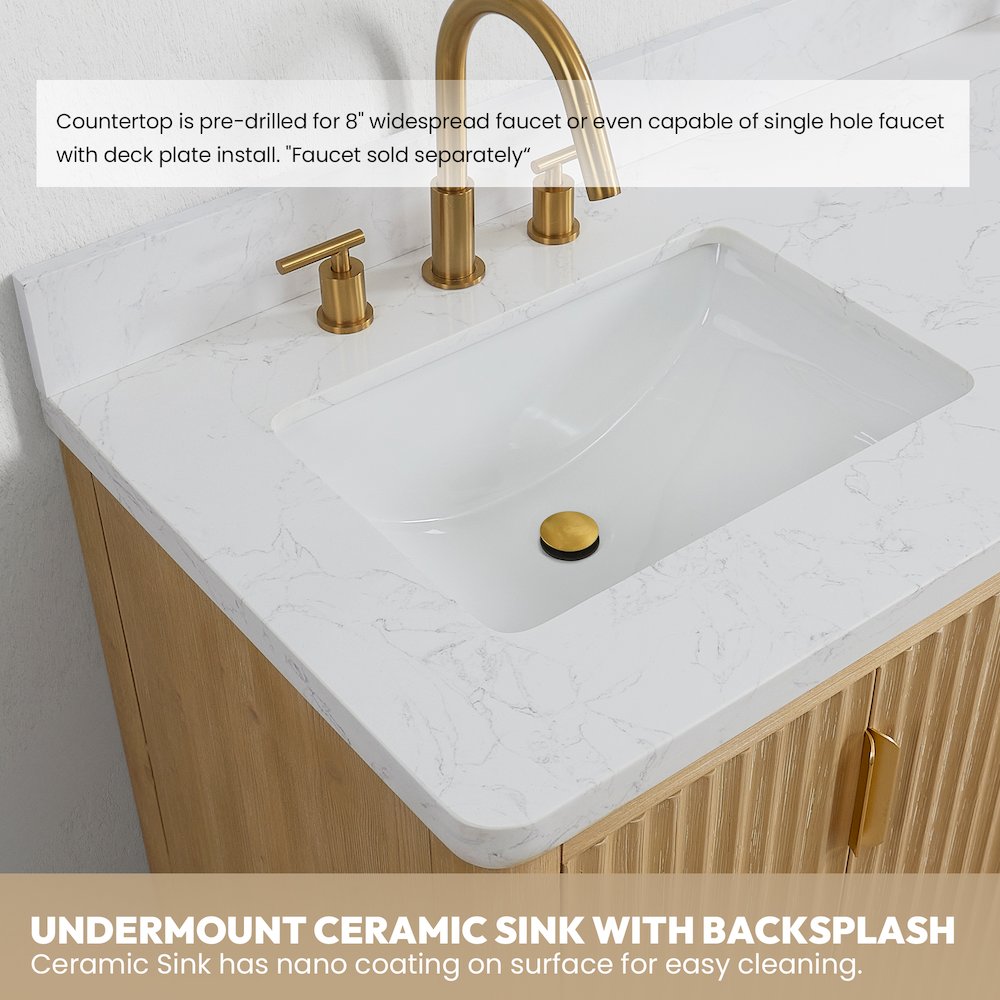 Cádiz 84in. Free-standing Double Bathroom Vanity in Washed Ash Grey. Picture 7